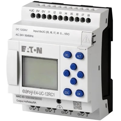 CPU EASY-E4-UC-12RC1P pour relais de commande 8DI 4AI 4RO 12/24V CC ou 24V AC avec affichage