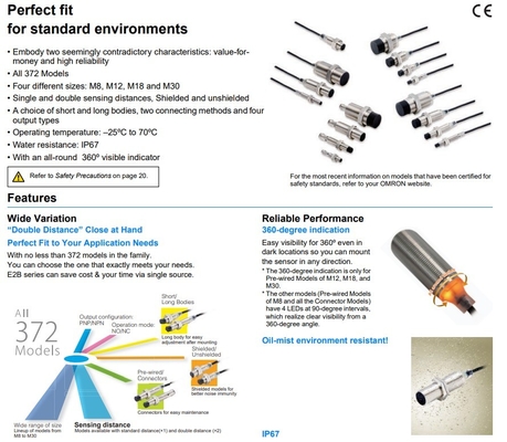 Capteurs de proximité inductifs industriels E2B-S08KN04-WP-C1 2M OMS avec technologie avancée