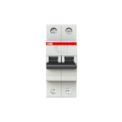 Capacité de rupture élevée MCB SH202-C25 Disjoncteur miniature 2P C 25 A avec courbe C