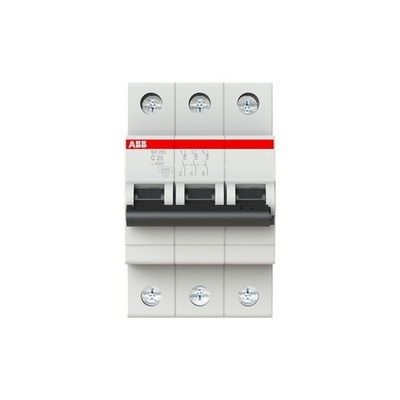 220V MCB SH203-C25 Disjoncteur miniature 3P C 25A Voltage nominal 220V BCD courbe C