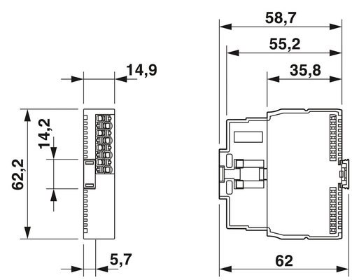 Module de sécurité RAXL SE PSDO4/2 2A avec niveau de protection IP20 contre le contact Phoenix