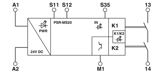 Relais d'accouplement PSR-MS60-2NO-24DC-SC pour la protection de la sécurité dans les usines et les installations