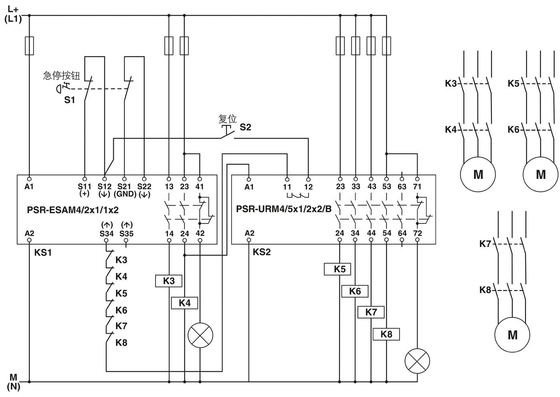 Module d'extension PSR-SCP-24UC/URM4/5X1/2X2/B avec arrêt de sécurité et relais de couplage