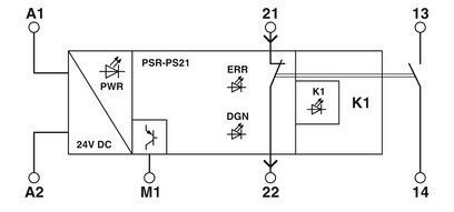 Relais d'accouplement- PSR-PS21-1NO-1NC-24DC-SC par contact Phoenix- Fonction de protection inclus