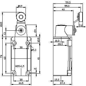 Commutateur de position industriel 3SE5112-0CH01 avec levier de torsion et matériau métallique durable