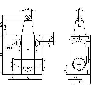 Commutateur de position métallique industriel 3SE51220CD02 avec plongeur à rouleaux larges pour automatisation