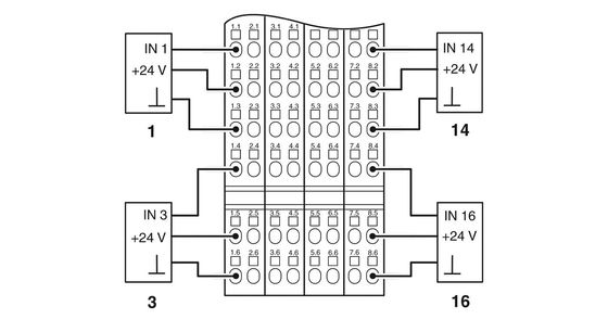 Niveau de protection IP20 2861250 IB IL 24 DI 16-PAC Phoenix Module numérique de contact