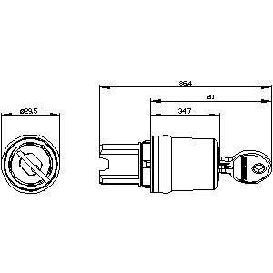 2 positions Commutateur à clef en plastique pour SIRIUS ACT 3SU1000-5BF11-0AA0 maintenu 90