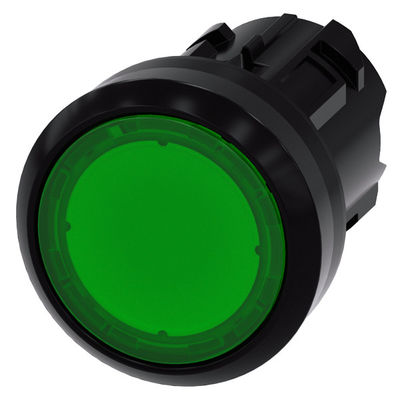 Bouton plat éclairé en vert 3SU1001-0AB40-0AA0 SIRIUS ACT Bouton de poussée Matériau plastique