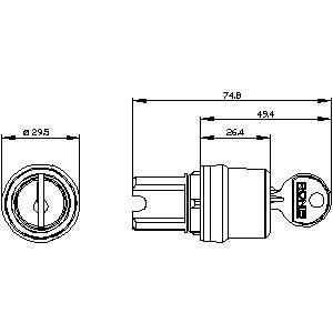 3SU1050-4BM01-0AA0 RONIS Commutateur à clef métallique brillant avec 3 positions et 2x45 SIRIUS ACT