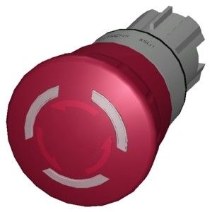 3SU1051-1HB20-0AA0 Appuieur d'arrêt d'urgence métallique éclairé brillant pour un fonctionnement sûr de la machine