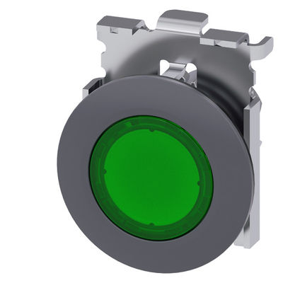 Le bouton de commande SIRIUS ACT en métal vert mat avec montage en retrait PLC 3SU1061-0JA40-0AA0