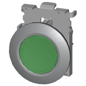 Le bouton de commande SIRIUS ACT en métal vert mat avec montage en retrait PLC 3SU1061-0JA40-0AA0