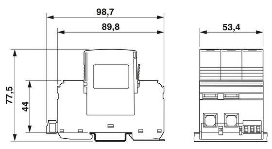 VAL-MS-T1/T2 335/12.5/3 0-FM Classe 1/2 Protègeur contre la foudre et les surtensions pour 5V-250V AC 4 pôles
