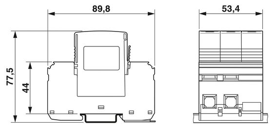 4 pôle 2800189 VAL-MS-T1/T2 335/12.5/3 0 Protection contre la foudre et les surtensions de classe 1/2 pour 380 V