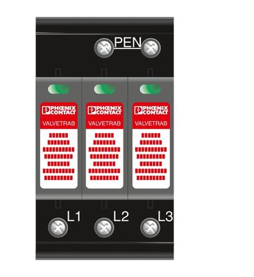 4 pôle 2800189 VAL-MS-T1/T2 335/12.5/3 0 Protection contre la foudre et les surtensions de classe 1/2 pour 380 V