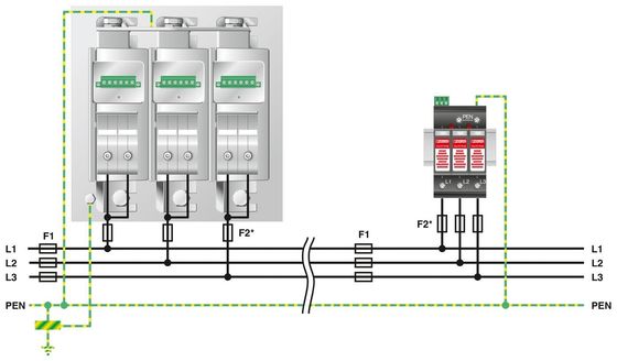 380V Voltage nominale 4 pôle 2800531 PWT 100-800AC-FM Classe 1/2 Protègeur contre la foudre et les surtensions