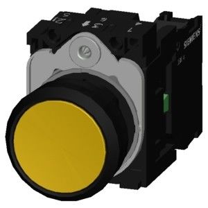 3SU1100-0AB30-1BA0 Bouton d'arrêt de vis momentané plat en plastique jaune non éclairé