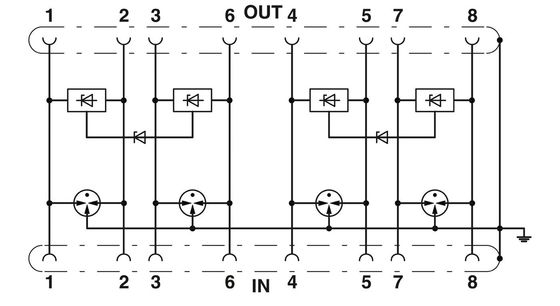Voltage nominal en courant continu de 24 V 2800763 Protecteur contre les surtensions D-LAN-CAT.5-HC à 1 pôle