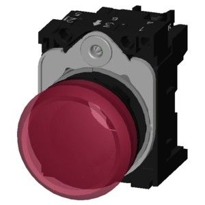 Unité complète de lumière pilote en plastique rouge à courant alternatif 230V avec reflux de lentille lisse 3SU1106-6AA20-1AA0