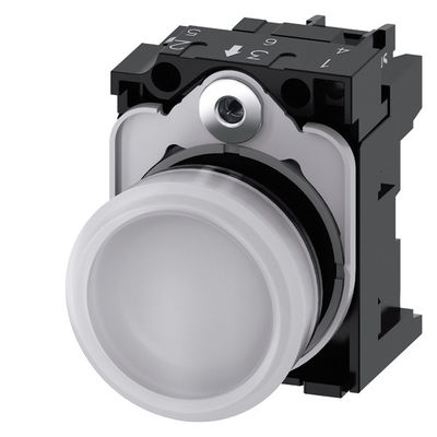 230V AC Lumière pilote en plastique pour SIRIUS ACT Unité complète Lentille lisse Blanc foncé