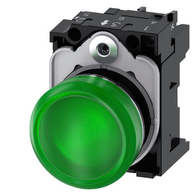230V AC vert SIRIUS ACT Unité complète pilote métal léger brillant éclairé lentille lisse