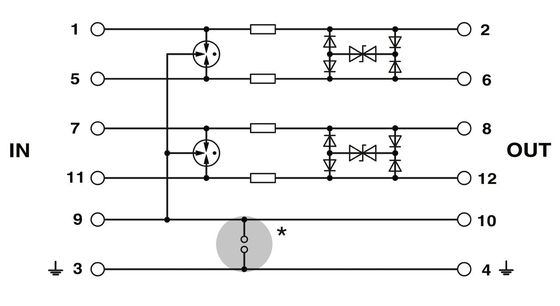 24 V de courant continu PT 2X2-HF-24 Protecteur contre les surtensions Plug 4 Pole Conception pour une protection efficace