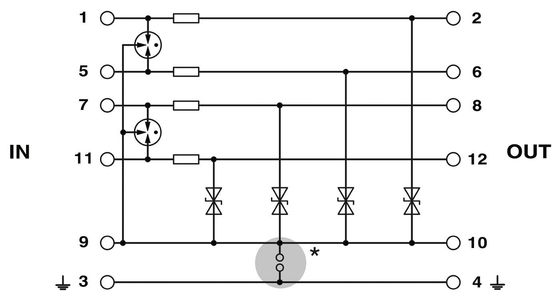 2858014 PT 4X1-48DC-ST prise de protection contre les surtensions pour les applications industrielles à courant continu de 48 V