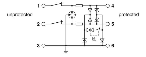 12 V DC Voltage nominal 2906744 TTC-6P-3-HF-M-12DC-UT-I Protègeur contre les surtensions avec 2 pôles