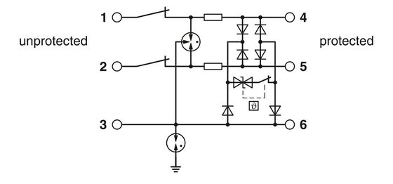 TTC-6P-3-HF-F-M-12DC-PT-I Protecteur contre les surtensions de qualité industrielle 12V DC Voltage 2 pôles