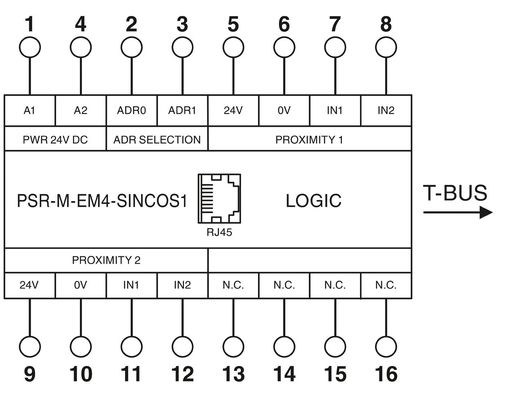 Module d'extension du relais de tension PSR-M-EM7-SINCOS2-PI avec charge de contact d'arrêt de sécurité