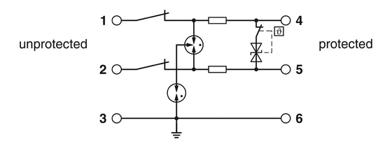 Protègeur contre les surtensions de contact Phoenix TTC-6-1X2-M-EX-24DC-UT-I pour 2 pôles avec une tension nominale de 24 V CC