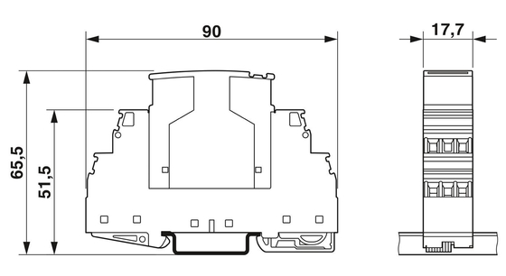 5V de courant continu PT 3-PB-ST Phoenix, prise de protection contre les surtensions de contact Nombre de pôle 1 Voltage nominal