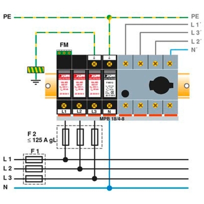 2858564 VAL-MS 320/3 1 contact phénix type 2 protection contre les surtensions 4 pôle 230 V CA nominé