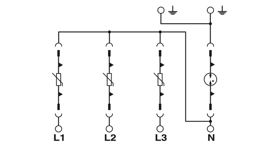 2858564 VAL-MS 320/3 1 contact phénix type 2 protection contre les surtensions 4 pôle 230 V CA nominé
