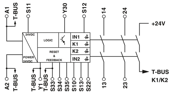 2981486 PSR-SCP-24DC/SDC4/2X1/B Relais de sécurité de contact Phoenix avec théorie du relais de tension