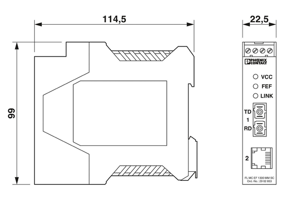 1300 MM SC Phoenix Contact Convertisseur à fibre optique 2902853 FL MC EF pour votre entreprise