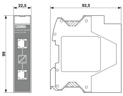 2313915 Contact Phoenix Automatisation industrielle Pièces détachées Modem FL ISOLATEUR 1000-RJ/RJ 22,5*99*92mm