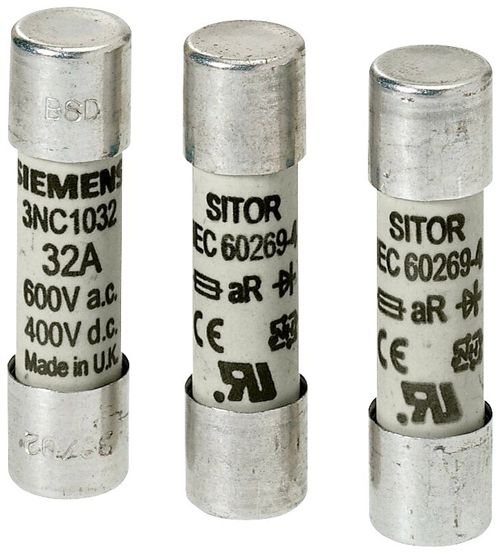 3NC1008 15A 600VAC/700VDC aR 10X38mm SITOR Lien de fusible cylindrique pour la protection de la puissance
