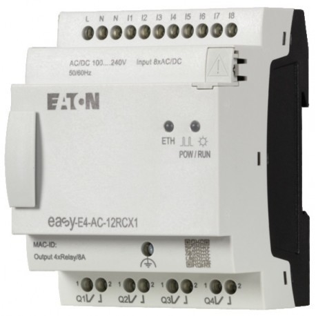 Relé de commande EASY-E4-AC-12RCX1 8DI4RO 100-240V AC/DC Terminal à vis Ethernet du clavier