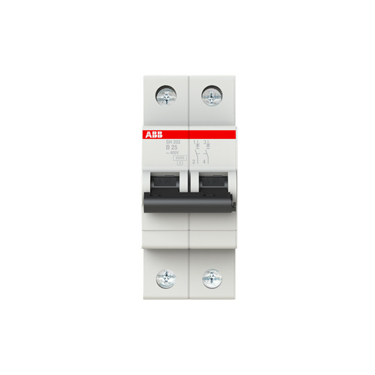 2P MCB SH202-B25 Disjoncteur miniature Nombre de pôle 2 Courant nominal 25A