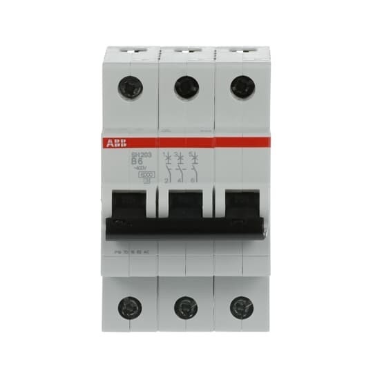 MCB SH203-B6 Disjoncteur miniature Fréquence nominale Hz 50 Nombre de pôles 3 6 A