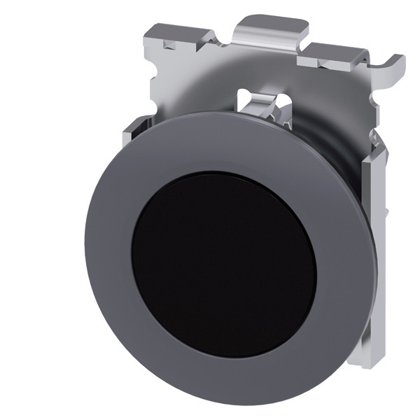 PLC 3SU1060-0JA10-0AA0 Matte métallique bouton plat non éclairé et bordure monture en retrait bouton noir SIRIUS ACT