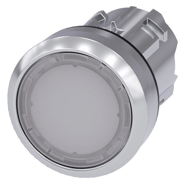 3SU1051-0AB60-0AA0 SIRIUS ACT Bouton avec bouton plat en blanc éclairé brillant en métal