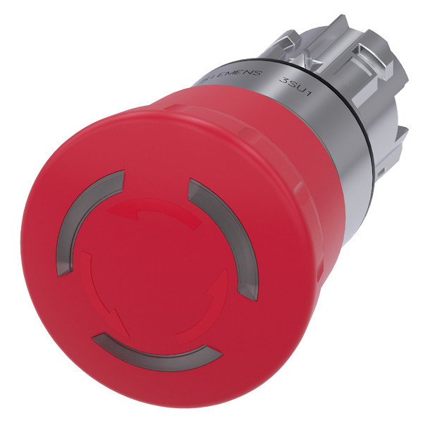 3SU1051-1HB20-0AA0 Appuieur d'arrêt d'urgence métallique éclairé brillant pour un fonctionnement sûr de la machine