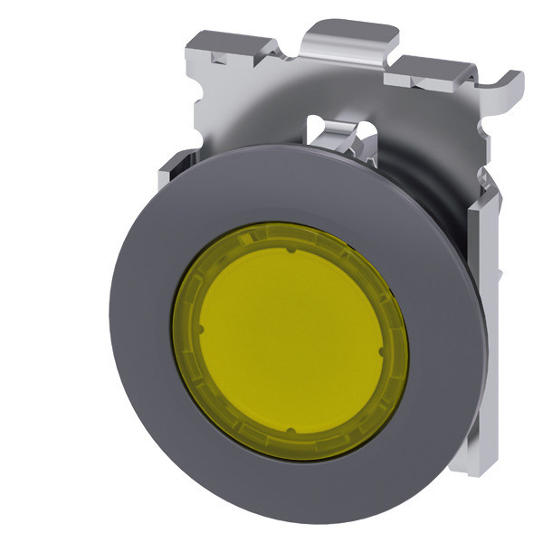 PLC 3SU1061-0JB30-0AA0 Bouton plat allumé à la matte métallique et bordure pour montage en retrait
