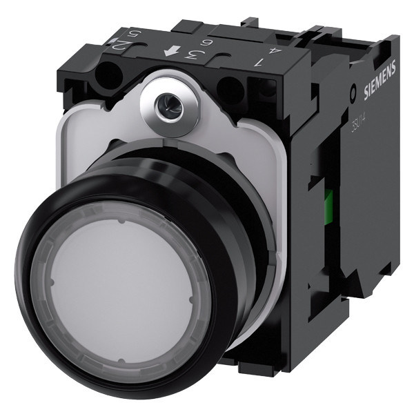 3SU1102-0AB70-1BA0 SIRIUS ACT Bouton de pression de l'unité complète pour bouton plat éclairé en plastique