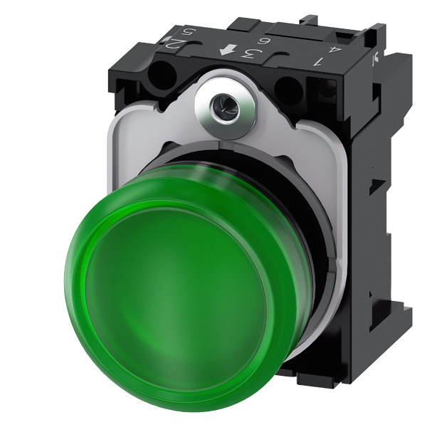 PLC 3SU1102-6AA40-1AA0 SIRIUS ACT Lumière pilote complète de l'unité 24V AC/DC Lentille lisse éclairée en plastique