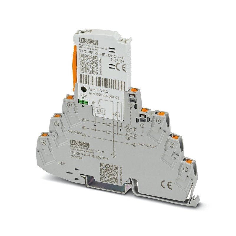 TTC-6P-3-HF-F-M-12DC-PT-I Protecteur contre les surtensions de qualité industrielle 12V DC Voltage 2 pôles