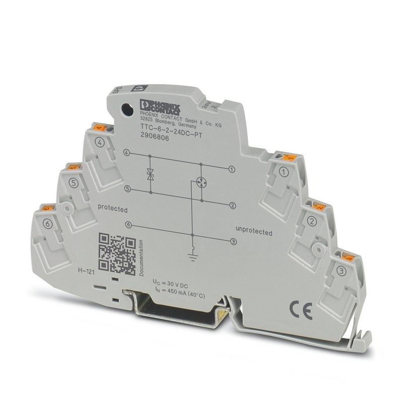 2 pôles TTC-6-2-24DC-PT Protecteur contre les surtensions pour la protection électrique en courant continu de 24 V